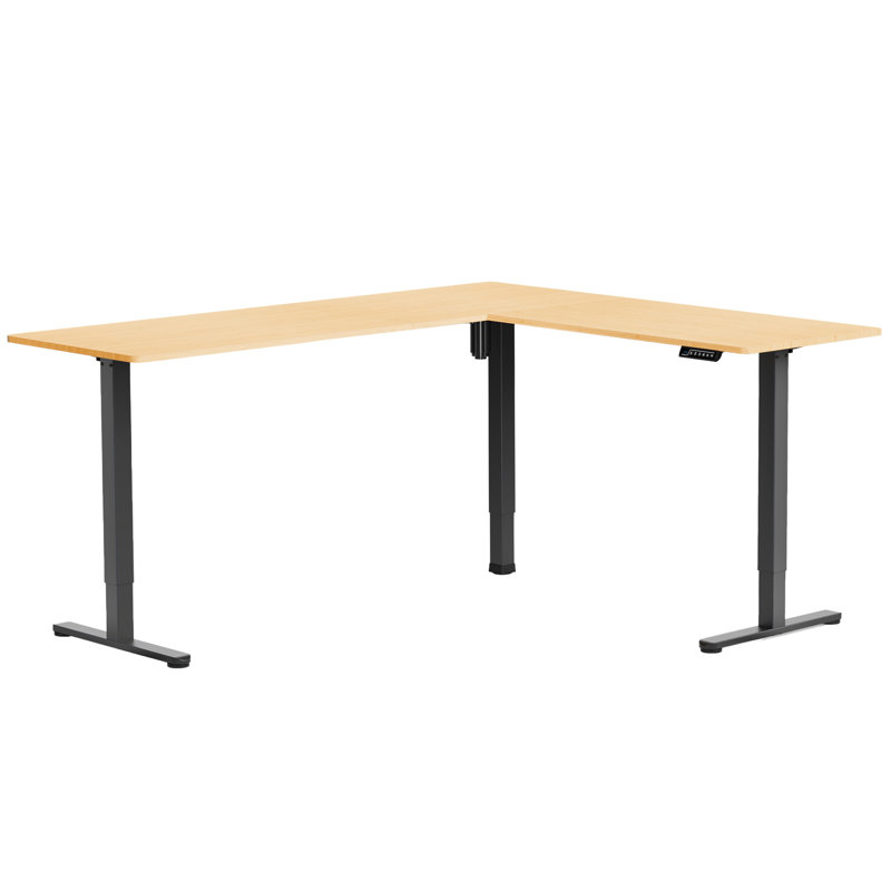 Bureau debout d'angle électrique VIVO, 75 po x 63 po, Noyer / noir