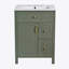 Meuble-lavabo de 24 pouces avec lavabo en céramique, 1 porte à fermeture en douceur, 2 tiroirs à fermeture en douceur et 2 supports de rangement sur la porte