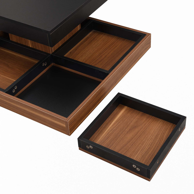 Table basse rotative moderne à 360 ° avec trois plateaux amovibles Modern, Noir