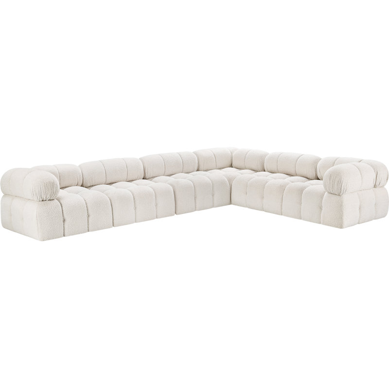 Ames Upholstered Sofa, Cream Boucle Fabric, 3 Armless, 3 Corner
