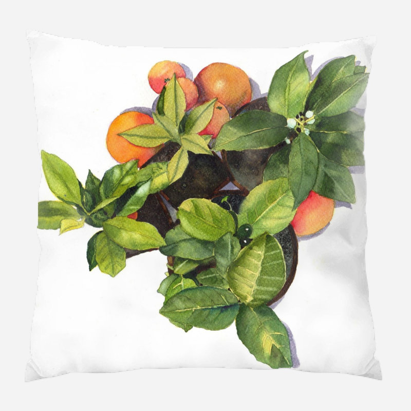 Housse et insert de coussin carré extérieur Alderete Oranges, Microsuède, Intérieur
