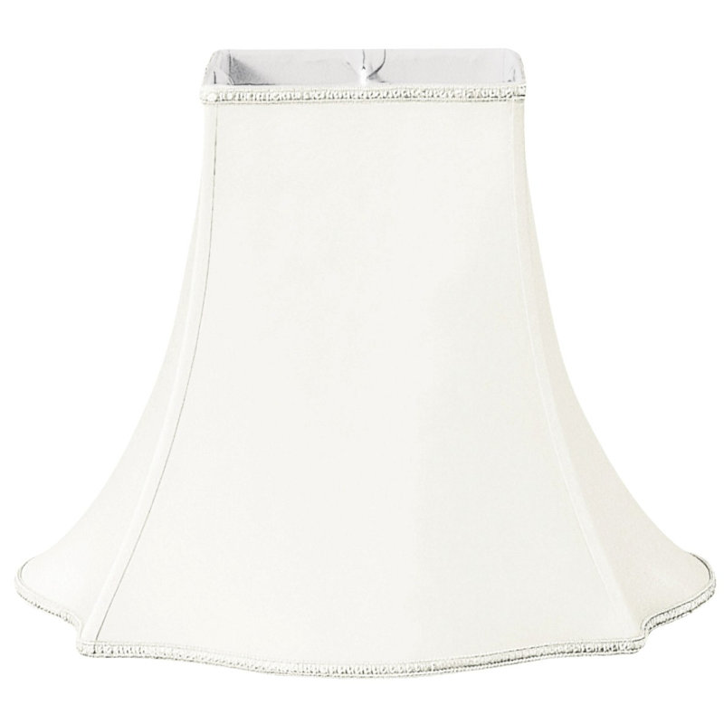 Silk Bell Lamp Shade, White/Off-White, 12.75" H x 16" W x 16" D