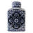9" Blue and White Oriental Rectangular Tea Jar
