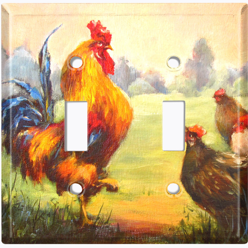 Plaque murale coq et poulailler
