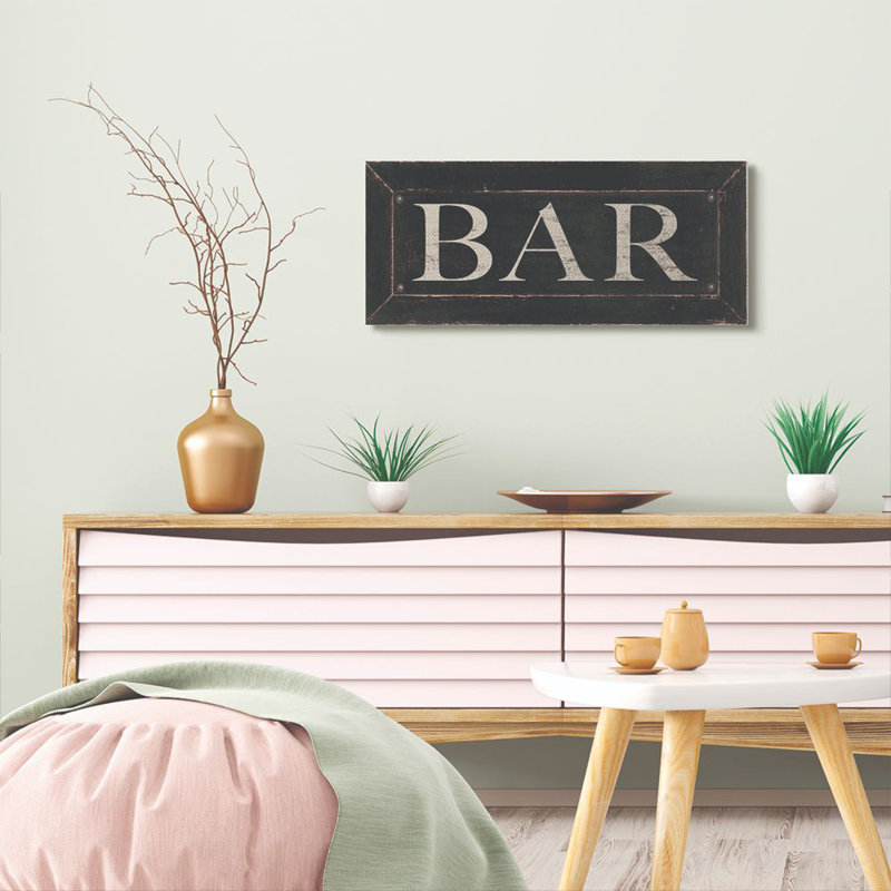 « bar cuisine sign word design », impression sur toile, Toile tendue, H 13 po x l 30 po x P 1,5 po