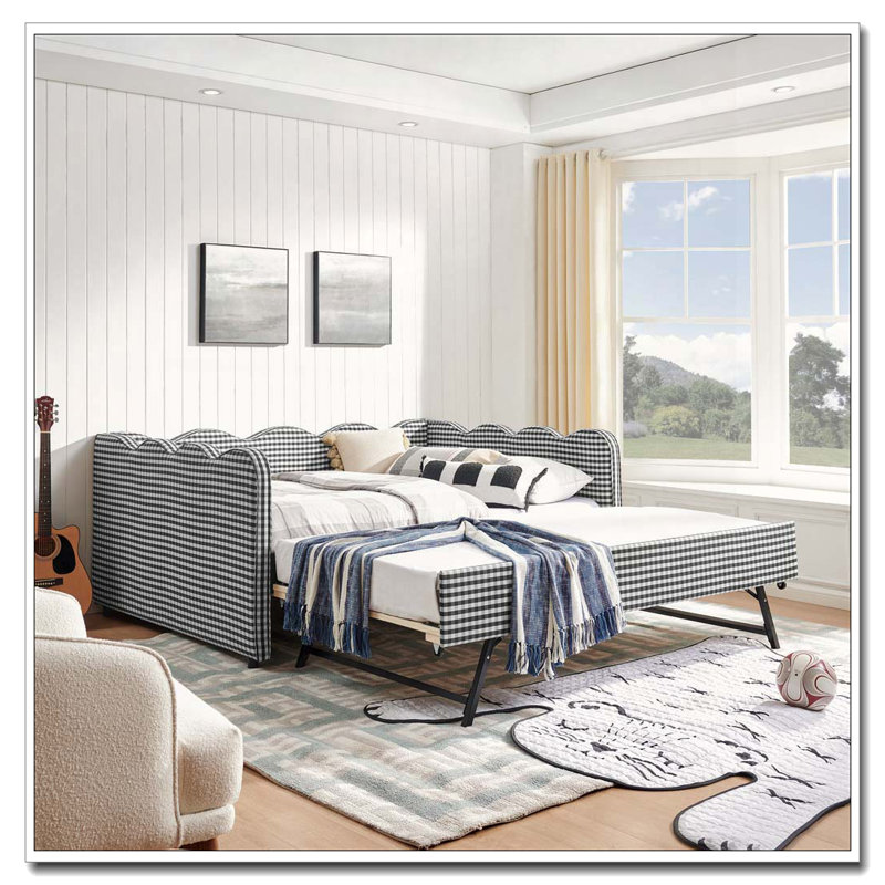 Lit de jour double, Noir, Lit gigogne simple