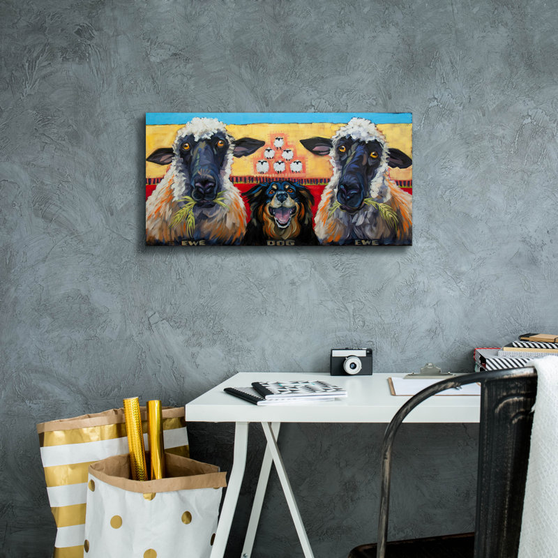 One Allium Way® «Ewe Dog Ewe» par CR Townsend, art mural sur toile, H 12 po x l 24 po x P 0,75 po