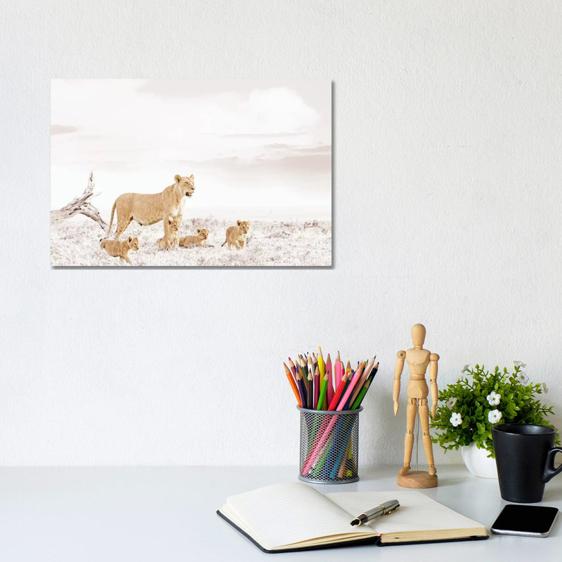 White Lioness & Cub by Klaus Tiedge - Wrapped Canvas Print, 20.32 cm H x 30.48 cm W