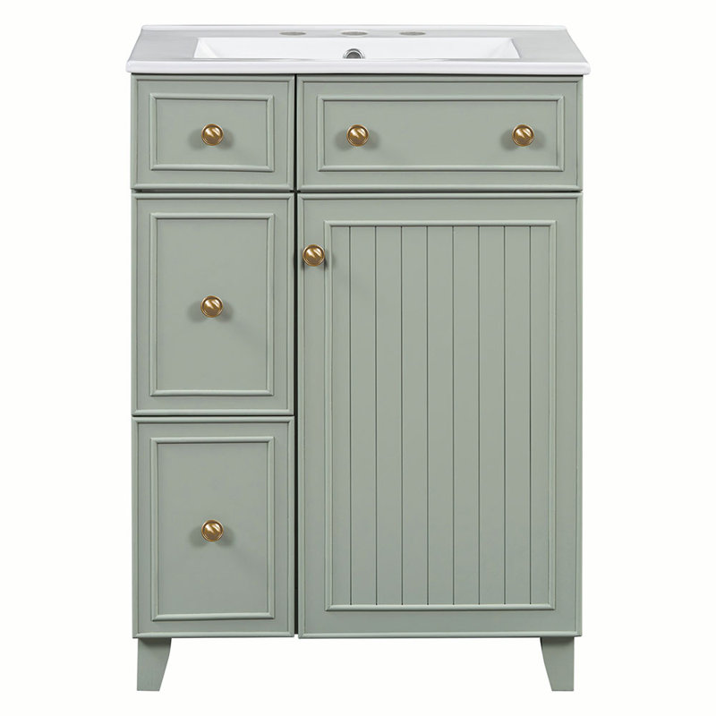 24'' Single Bathroom Vanity with Top, Green