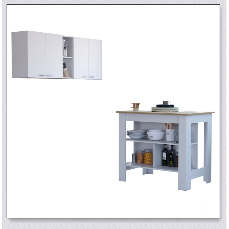Ensemble de cuisine 2 pièces à 4 tablettes et 4 portes Sierra, surface antibactérienne, idéal pour les petites et grandes familles