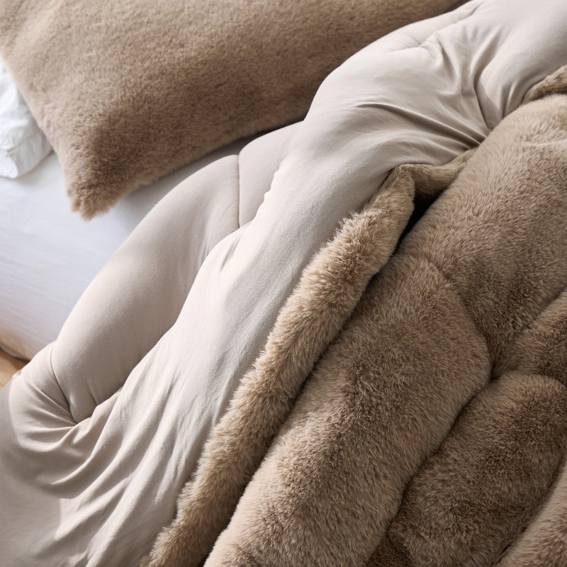 Édredon surdimensionné en fausse fourrure Chunky Bunny, Brun, Édredon double