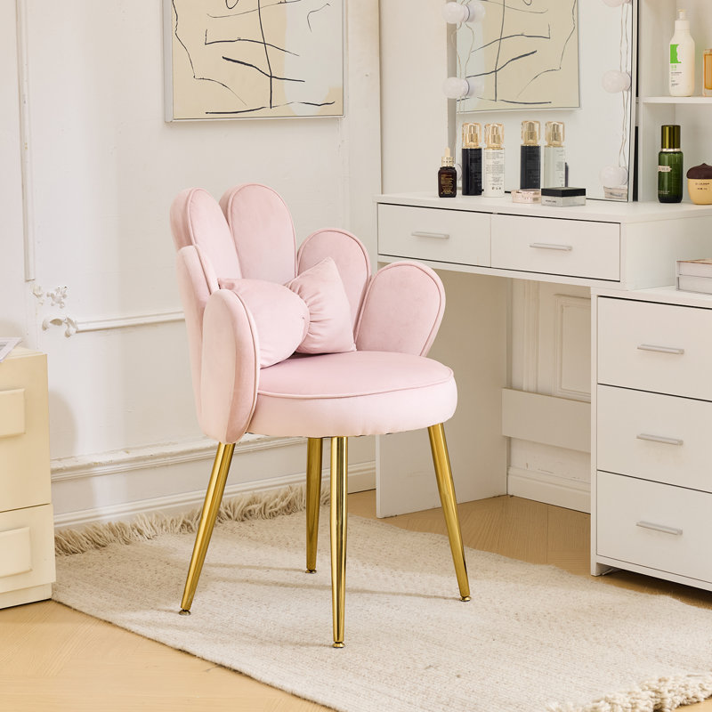 Fauteuil d'appoint en velours capitonné gris 26 po avec coussins 26 po, Velours rose
