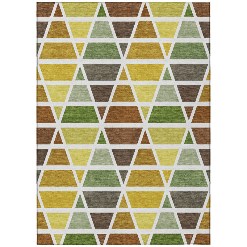 Machine Washable Indoor/Outdoor Chantille ACN2732 Geometric Rug, Brown, 10' x 14'