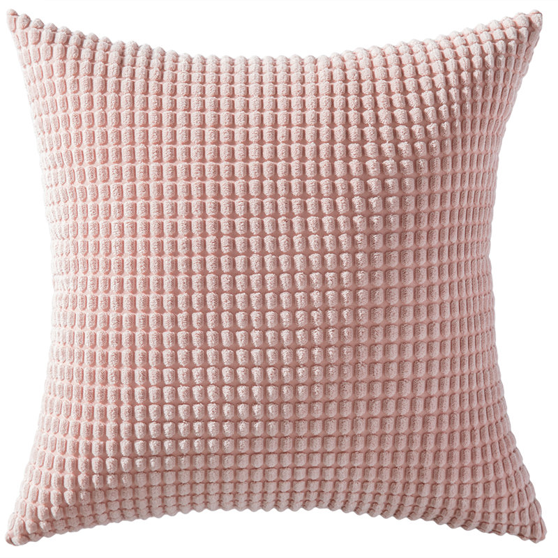 Coussin en velours côtelé doux, 18 po x 18 po, Rose