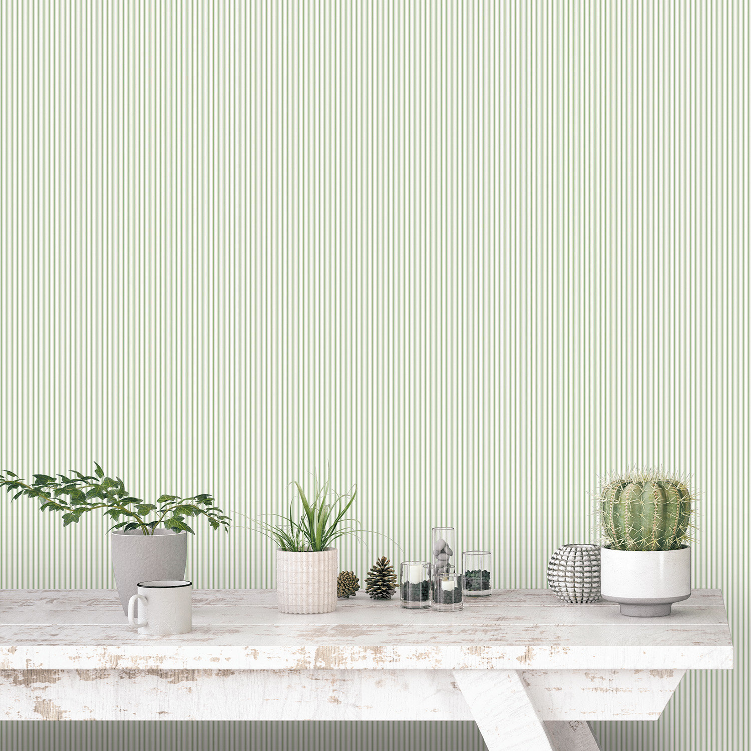 Smart Stripes 3 Wallpaper Roll, Green/White