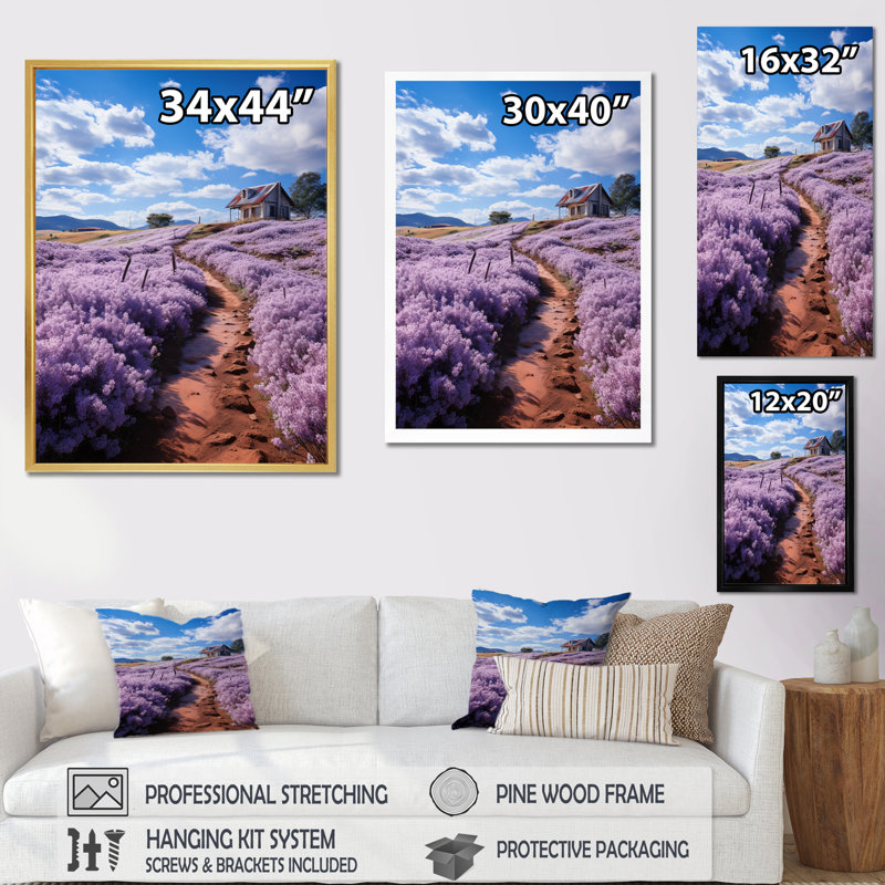«Vietnam Dalat Countryside Lavender Field», reproduction d'art sur toile, H 44 po x l 34 po x P 1,5 po, Cadre simple noir