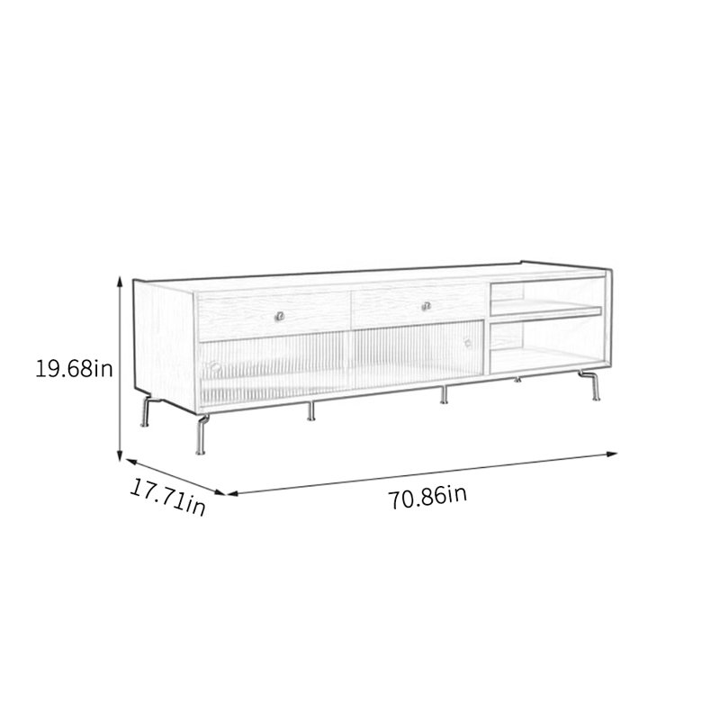Meuble télé en bois de style médiéval, H 19,68 po x L 70,86 po x l 17,71 po, Brun