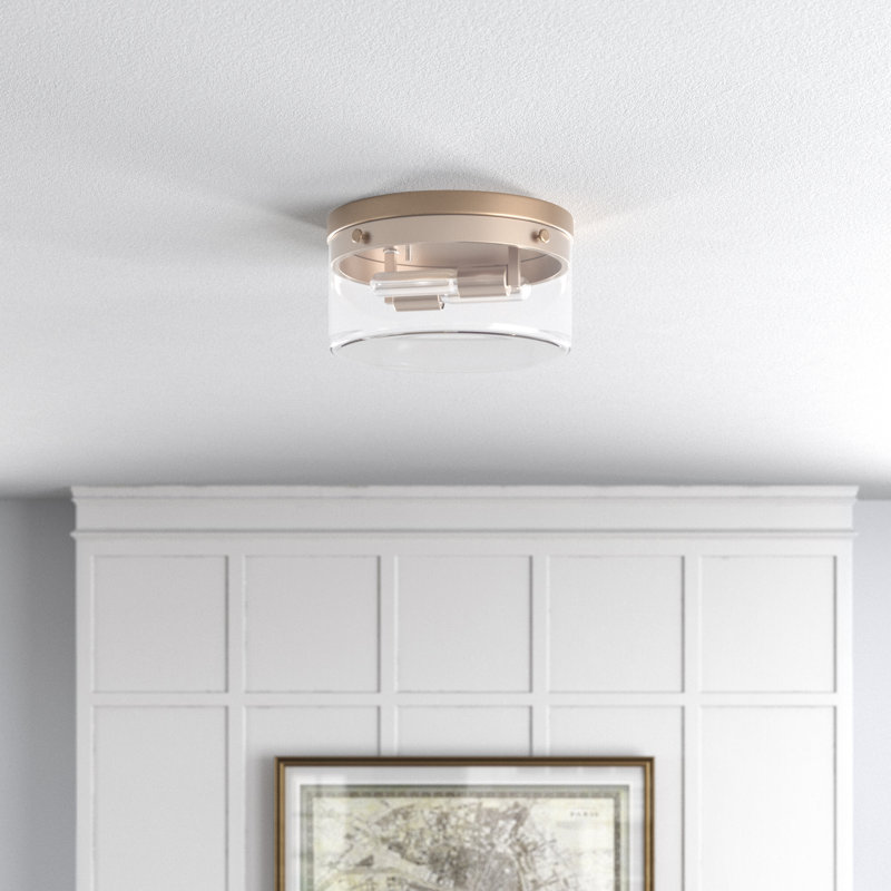 Barahona Flush Mount, 6" H x 11" W x 11" D, Burnished Brass