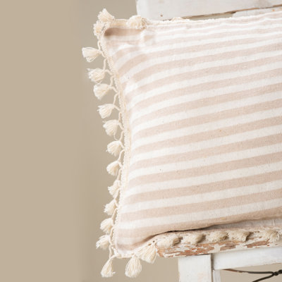 Royale Striped White Rectangular Cushion Cover
