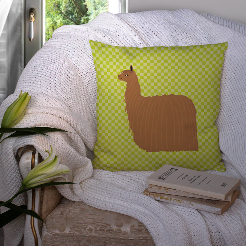 Coussin décoratif extérieur suri alpaca check, Vert, 14 po x 14 po