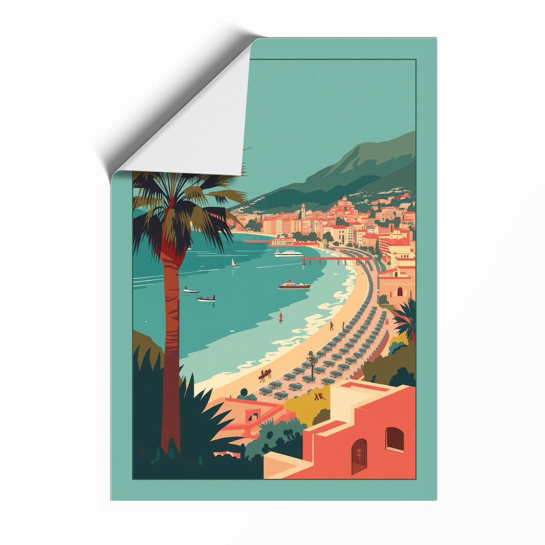 Mediterranean Beach Town Coastal - Framed Print