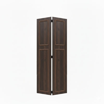 Porte pliante en panneaux de fibres à densité moyenne à 2 panneaux en noyer de 38 po x 79 po x 79 po x 3/4 po avec quincaillerie de placard