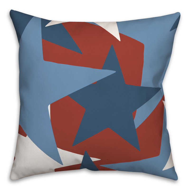 Coussin décoratif à motif d'étoile rouge, blanc et bleu