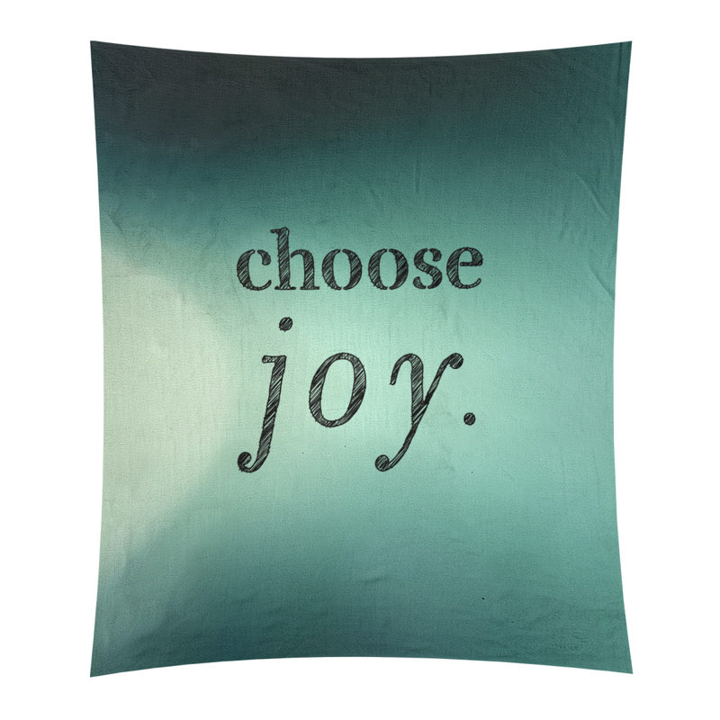 Tapisserie de polyester, choisir la joie citation, H 60 po x l 51 po, Lueur bleu sarcelle