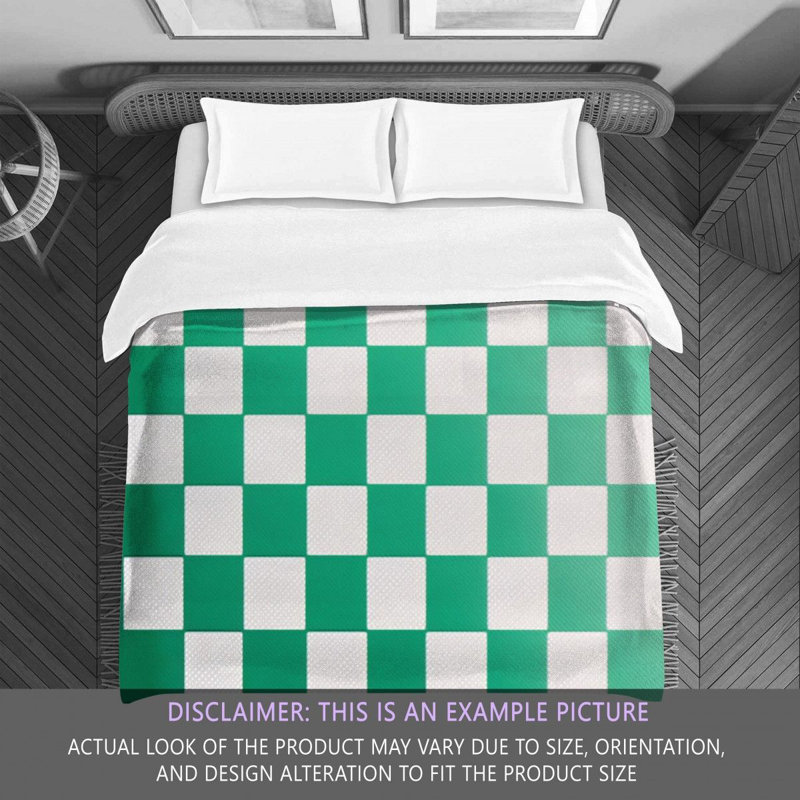 Polyester Comforter, Twin Comforter, Green/White Checkered