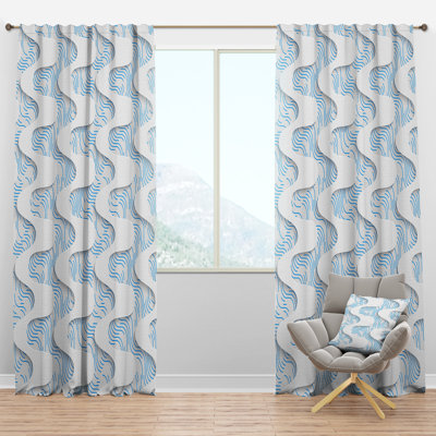 Panneau de rideau simple semi-diaphane avec passe-tringle 3D Waves