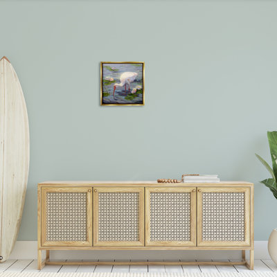 «Water Bird With Pond Lilies Floater Frame» par Sandy Nelson sur toile