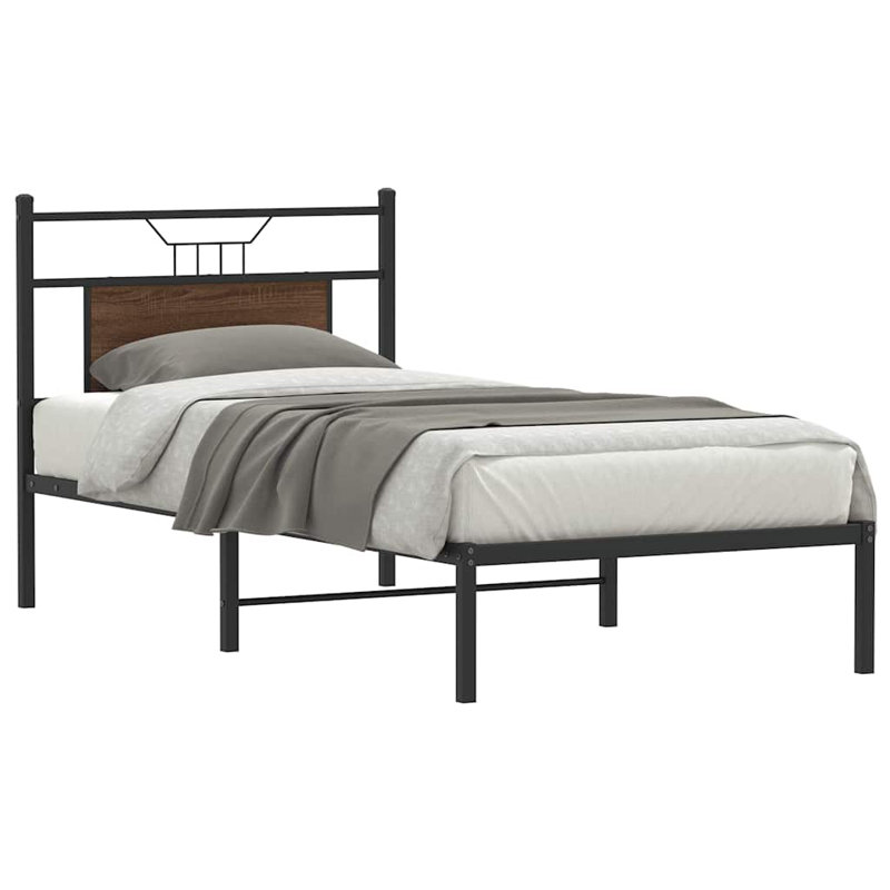 Bed Frame Without Mattress Engineered Wood, Single (3'), Brown Oak