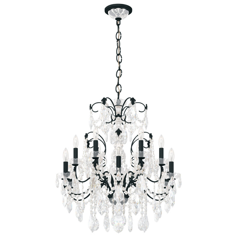 Century 12 - Light Glass Chandelier, Black