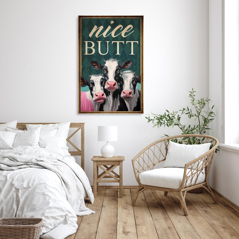 Cows Nice Bout - 1 pièce, reproduction d'art graphique sur toile tendue, H 14 po x l 11 po x P 1,25 po