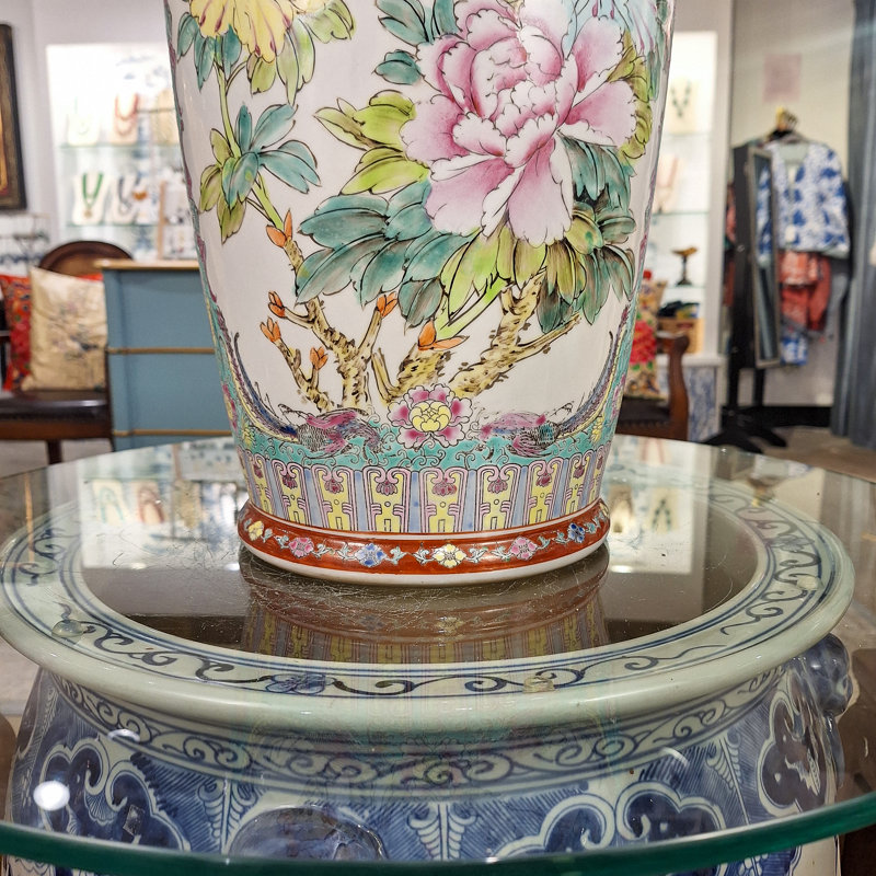Famille Rose Peony and Bird Vase