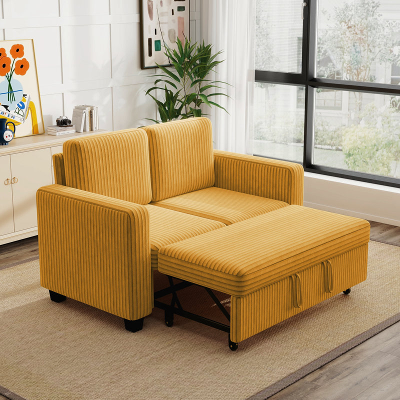 Canapé convertible multifonctionnel 2-en-1 pour les petits espaces de salon, Orange