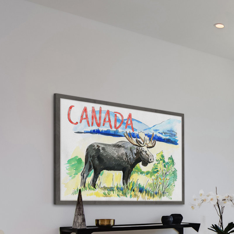 Moose - Canada Red - Single Picture Frame Painting, 61cm H x 91cm W 