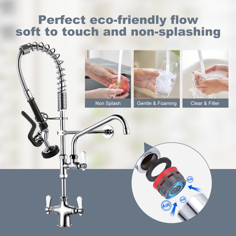Chrome Triple Handle Pull Down Sprayer Kitchen Faucet