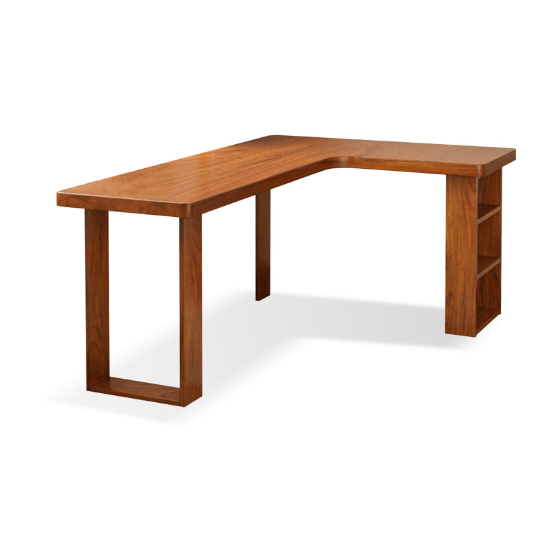 Walnut L-Shaped Solid Wood desks, 29.53" H x 55.12" W x 39.37" D, Right Hand Return
