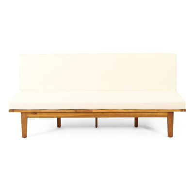 Slat Paneled Daybed In Wood With Water- Cushions, Convertible Model, 77.09W X 41.25D 12.67H Paneling And 77.09" W 41.25" D 12.67" H, Fashionable Style