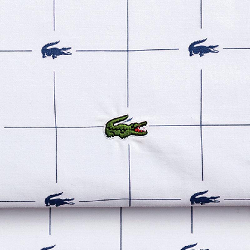 Lacoste Slice Geometric 100% Cotton Percale Sheet Set, Blue, Queen Sheet Set with 2 Pillowcases