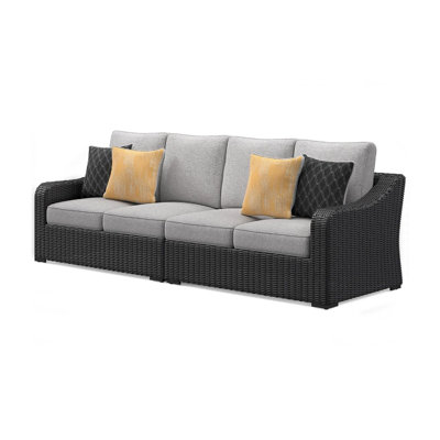 Canapé modulaire d'extérieur 4 places 2 pièces, 4 coussins, coussins gris Tira