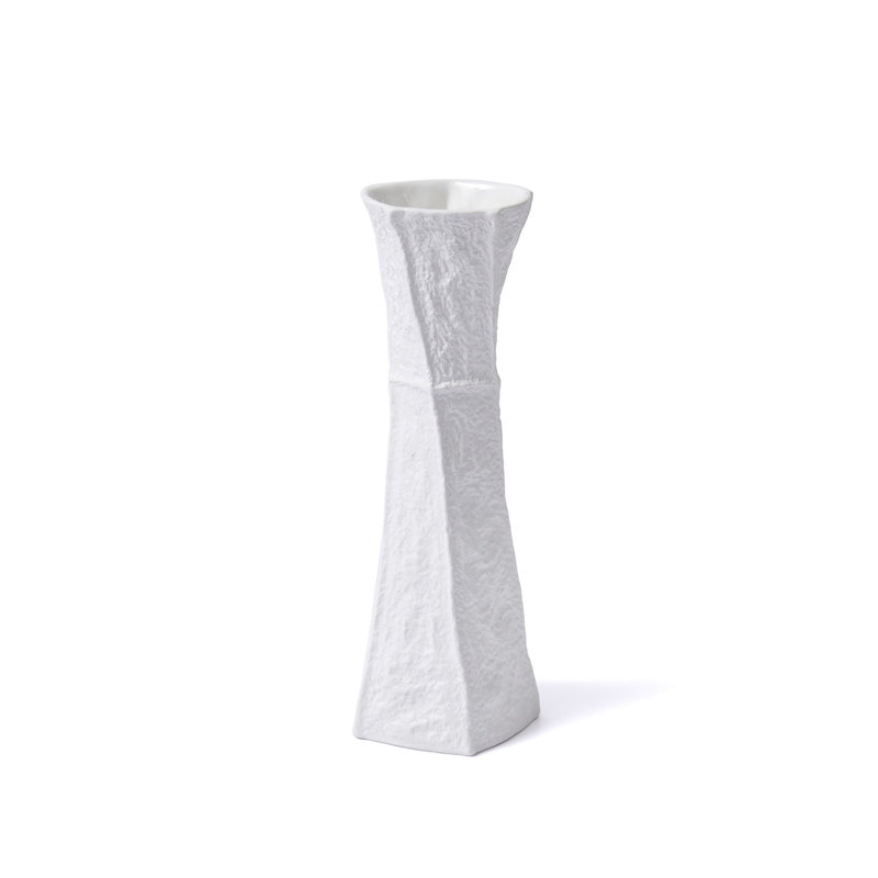 Elegant Ceramic Vase, 5.1 x 4.7 x 13.0 inches | 100% Ceramic Construction, Glossy White Finish | Perfect for Home Décor, Centerpieces & Flower Arrangements, Adds a Touch of Modern Elegance to Any Space