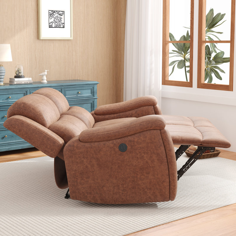 Canapé inclinable électrique en cuir Menges, H 41 po x l 61 po x P 37 po, 2