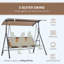 Balancelle de patio pour 3 personnes avec support Outsunny