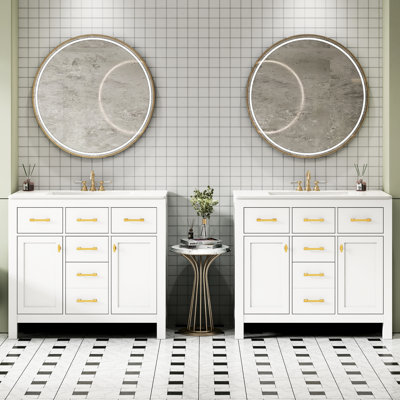 Meuble-lavabo moderne de 72 pouces avec lavabo en céramique Larraine