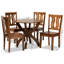 Ensemble de salle à manger 5 pièces Felix au fini brun noyer moderne et contemporain, H 37,4 po x l 17,9 po x P 19,9 po-1340177155-1340177154
