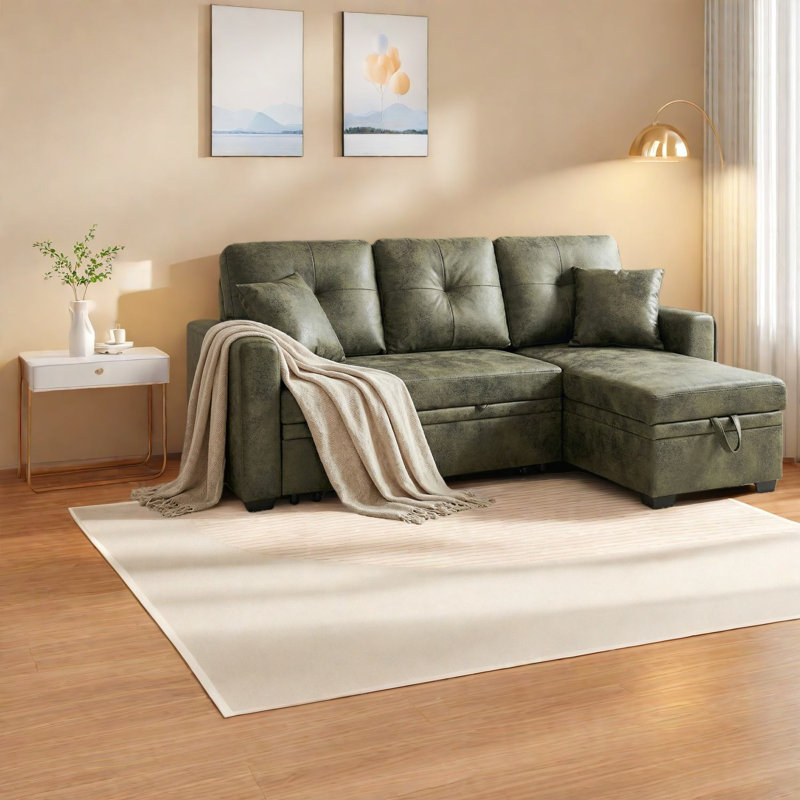 Canapé-lit modulaire avec rangement, canapé moderne en tissu de bois pour la maison