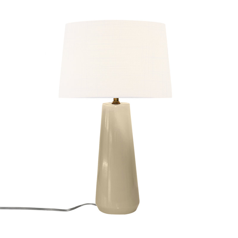 Luminance - Lampe portative en céramique Spire - Tissu - Craquelé, Vanille, Blanc