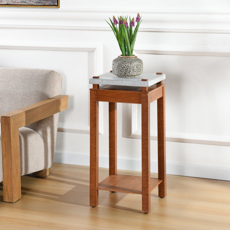 Norman Wyatt Home - Support pour plante fougère - H 30 po - Gris ciment et cerise zébrée, 30 po de hauteur